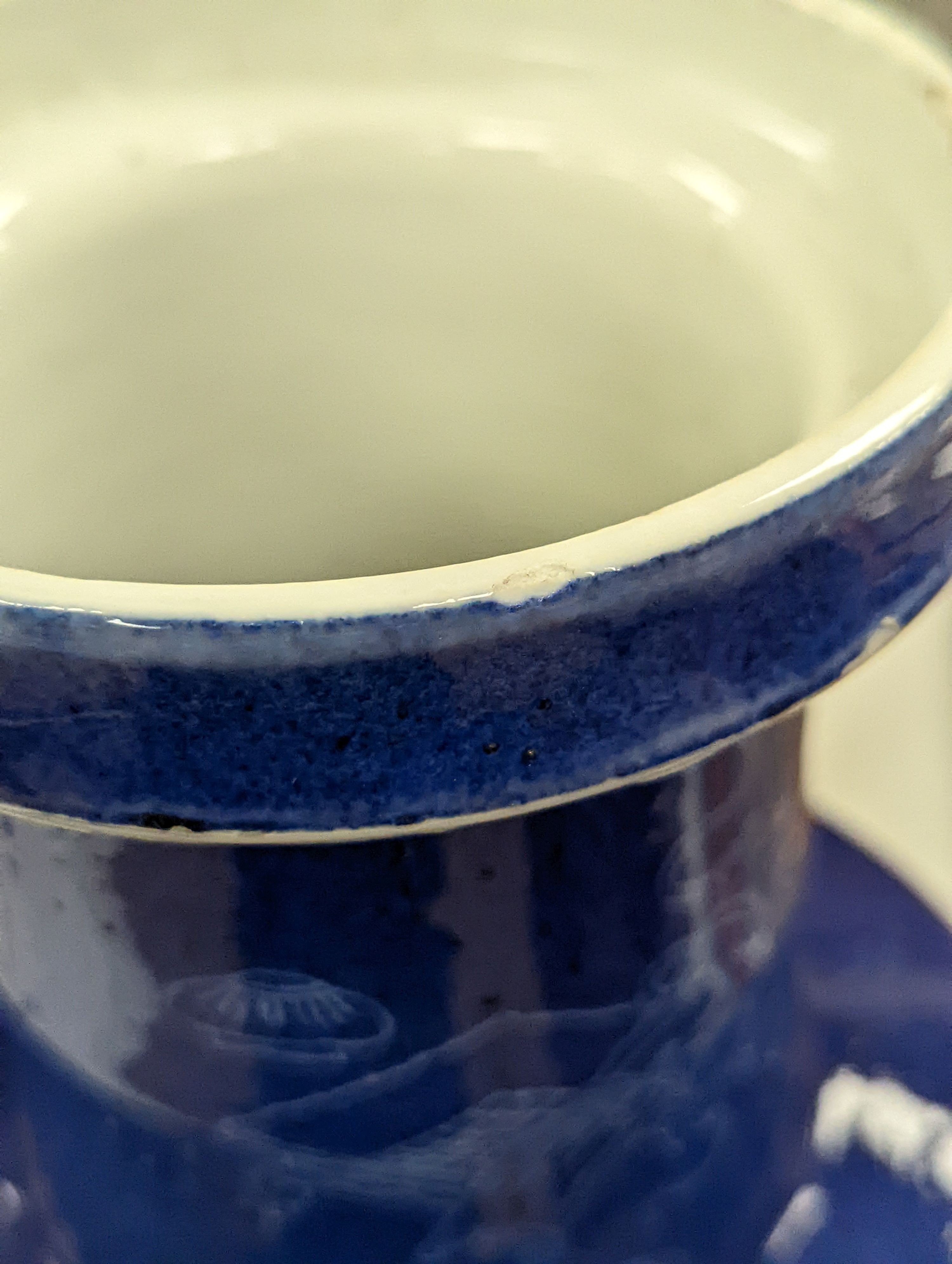 An early 20th century Chinese powder blue sgraffito rouleau vase - 44.5cm tall